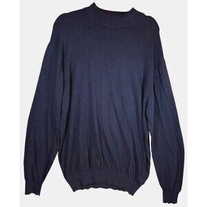 MURANO by Raffi Sweater Mens XL Navy Blue‎ Cotton Modal Made Italy Crew Neck